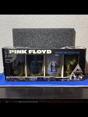 Pink Floyd Pint Glass Set - Black, White, Blue, Yellow